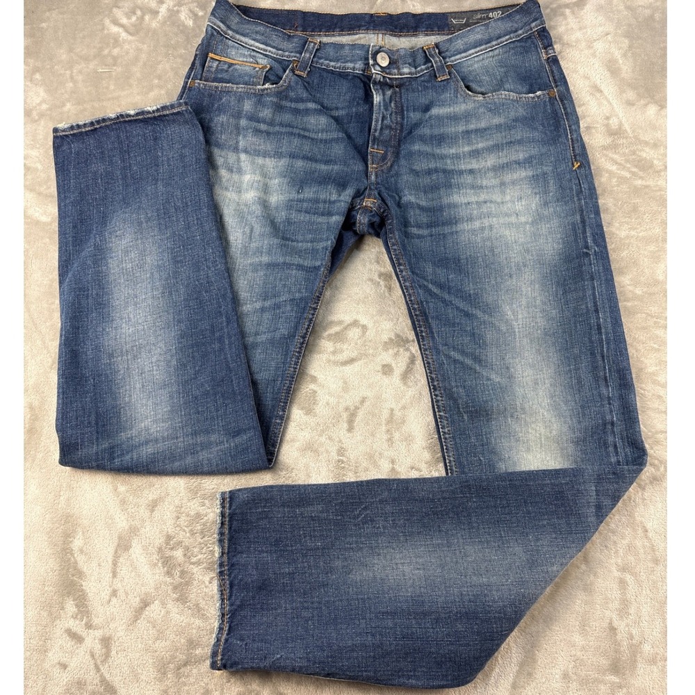 Care Label Jeans Mens 36 Slim 402 Blue Faded Distressed EUC